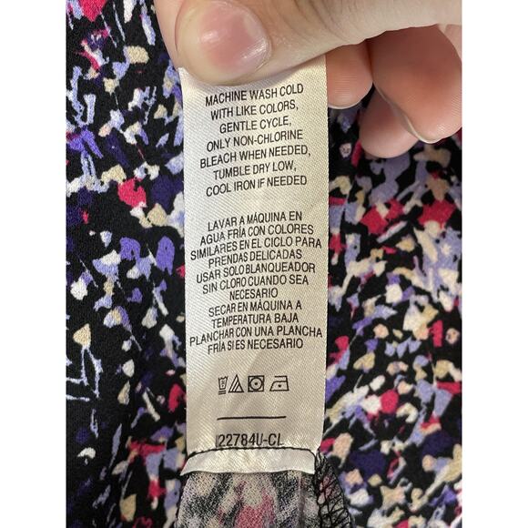 Simply Styled by Sears Romper Womens Small Black Multicolor V-Neck Pockets Wrap - Picture 9 of 11